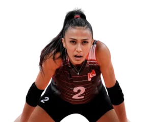 Simge Aköz volleyball libero defensive stance transparent PNG WebP