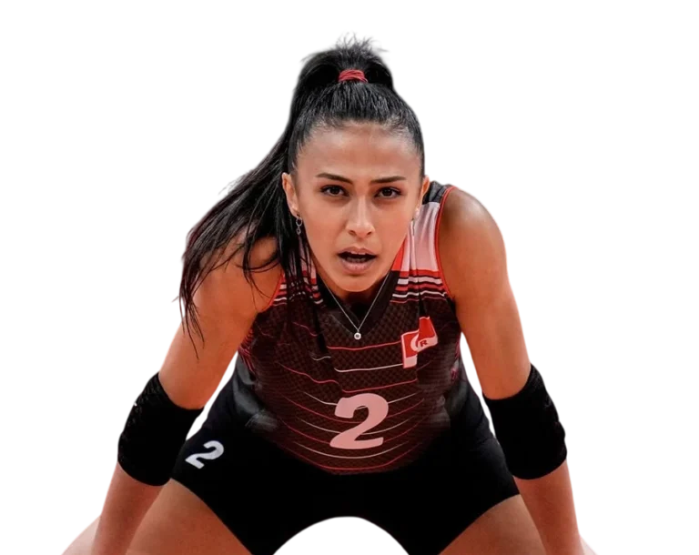 Simge Aköz volleyball libero defensive stance transparent PNG WebP