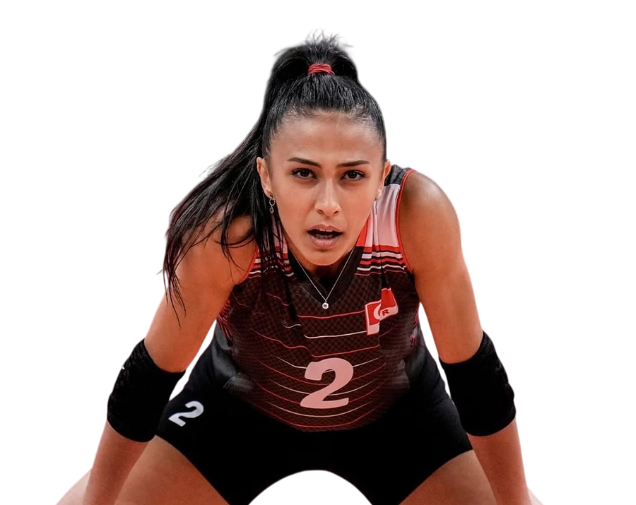 Simge Aköz volleyball libero defensive stance transparent PNG WebP