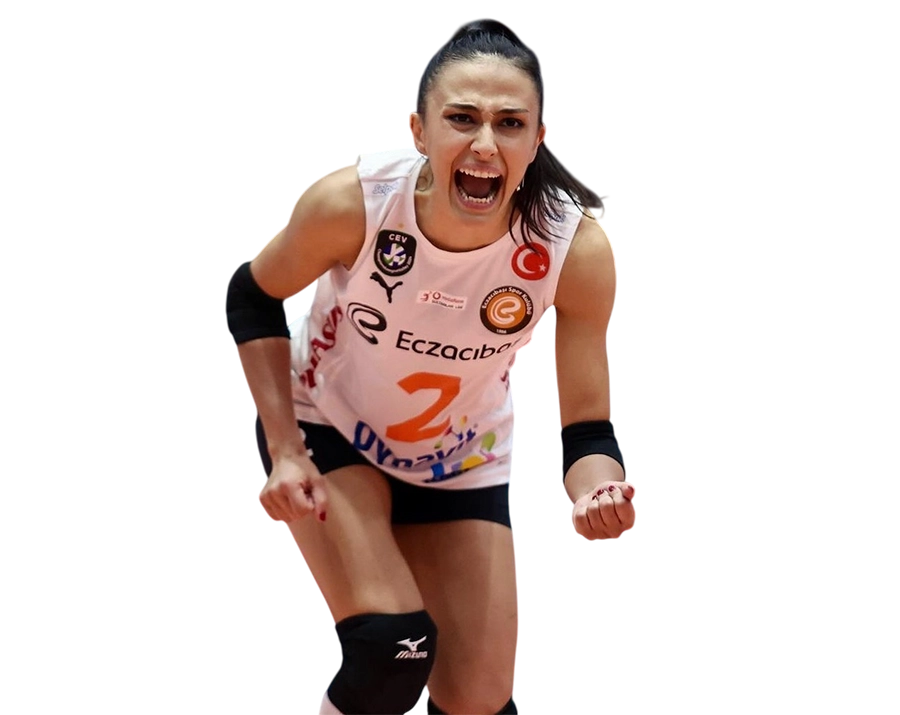 Simge Aköz Eczacıbaşı Dynavit volleyball celebration transparent PNG WebP