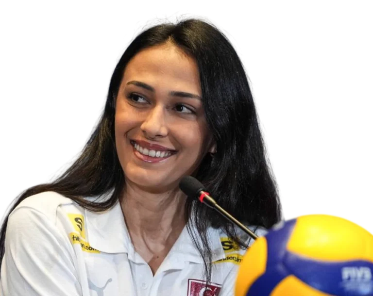 Simge Aköz smiling during interview professional volleyball player transparent PNG WebP