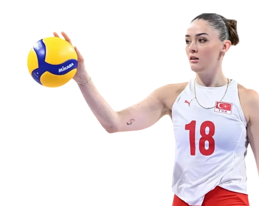 Zehra Gunes Turkey National Team holding volleyball ball transparent PNG